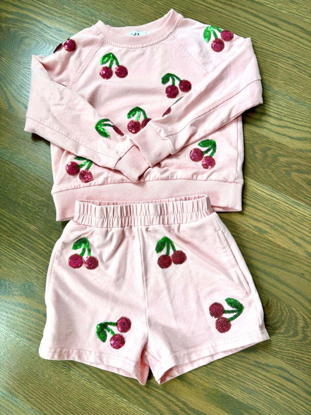 Lola + The Boys Pink Cherry Sequin Kids Set - 4